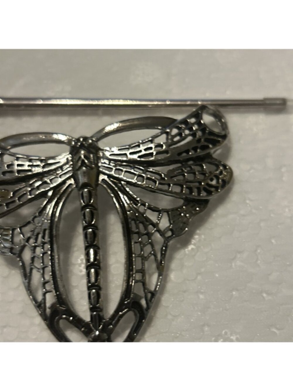 Dragon Fly Hair Pin Silver Tone Approximately 3” W/ Pin Holder - Picture 6 of 11